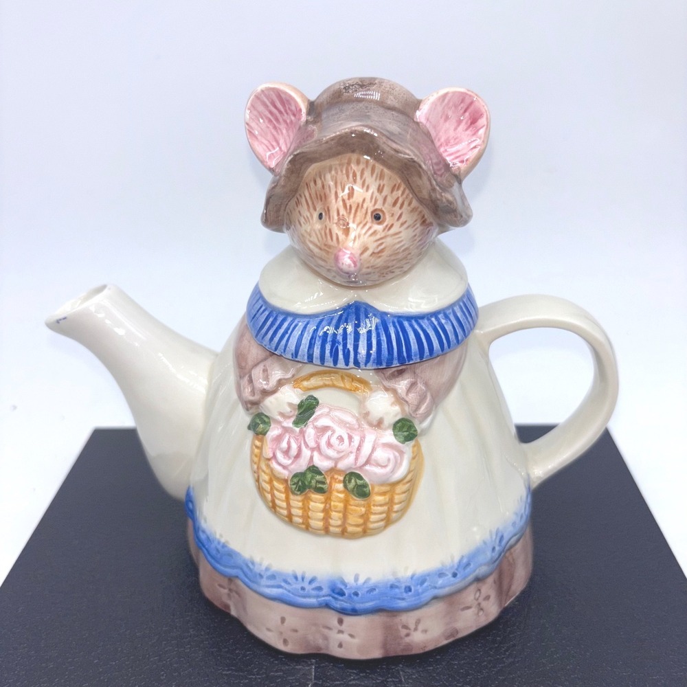 80s Vintage Leonardo Collection Miss Mouse Teapot Cottagecore Home Decor